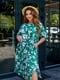 Вільна сукня із софту зелена з принтом | 6877059 | фото 3