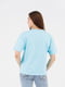 Блакитна бавовняна футболка з принтом | 6875705 | фото 4