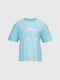 Блакитна бавовняна футболка з принтом | 6875705 | фото 6