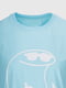 Блакитна бавовняна футболка з принтом | 6875705 | фото 7