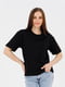 Чорна бавовняна футболка з принтом | 6875706 | фото 2