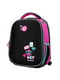 Рюкзак шкільний рожево-чорний з принтом | 6875828