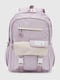 Текстильний рюкзак бузкового кольору з накладною кишенею | 6875911 | фото 2