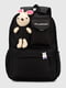 Чорний текстильний рюкзак з іграшкою | 6875976 | фото 2