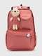 Текстильний рюкзак коралового кольору з іграшкою | 6876028 | фото 2