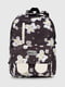 Чорний текстильний рюкзак з принтом і накладною кишенею | 6876089 | фото 2