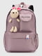 Рюкзак текстильний темно-пудрового кольору з іграшкою | 6876100 | фото 2