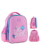 Рожевий рюкзак з принтом і кишенями по бокам | 6876302
