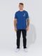 Темно-синя бавовняна футболка з принтом | 6876342 | фото 2