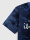 Темно-синя бавовняна футболка з принтом | 6876361 | фото 9