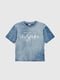 Блакитна бавовняна футболка з принтом | 6876375 | фото 6