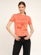 Бавовняна футболка персикового кольору з принтом | 6876414 | фото 2