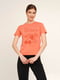 Бавовняна футболка персикового кольору з принтом | 6876414 | фото 3