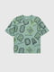 Бавовняна футболка оливкового кольору з принтом | 6876430 | фото 5