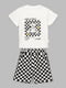 Костюм чорно-білий: футболка та шорти | 6876432