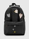 Чорний текстильний рюкзак з накладною кишенею | 6876712 | фото 2