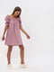 Коротка сукня А-силуету з льону в біло-рожеву смужку | 6116549 | фото 2