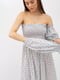 Сукня молочного кольору в принт з відкритими плечами | 6783677 | фото 2