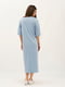 Блакитна жіноча сукня прямого крою зі спущеним рукавом до ліктя | 6882589 | фото 3