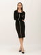 Трикотажна чорна сукня напівприлеглого силуету довжиною міді | 6882596