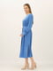 Блакитна сукня-міді з сатину з боковими розрізами | 6882603 | фото 2