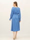 Блакитна сукня-міді з сатину з боковими розрізами | 6882603 | фото 3