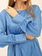 Блакитна сукня-міді з сатину з боковими розрізами | 6882603 | фото 5