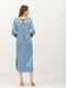 Сукня синя вільного силуету довжини міді з довгим рукавом з сатину | 6882607 | фото 4