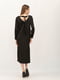 Сукня чорна вільного силуету довжини міді з довгим рукавом з сатину | 6882608 | фото 3