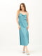 Сукня-комбінація бірюзового кольору зі щільного шовку | 6882612