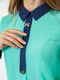 Блуза мятного цвета с синим воротником | 6887885 | фото 5