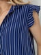Блуза синяя в полоску | 6887908 | фото 5