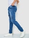 Прямые синие джинсы с потертостями | 6888227 | фото 3