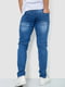 Прямые синие джинсы с потертостями | 6888227 | фото 4