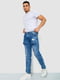 Прямі сині джинси з потертостями | 6888232 | фото 2