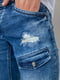 Прямі сині джинси з потертостями | 6888232 | фото 5