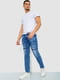 Прямі сині джинси з потертостями | 6888233 | фото 2