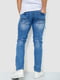 Прямі сині джинси з потертостями | 6888233 | фото 4