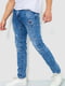 Прямые синие джинсы с потертостями | 6888246 | фото 3