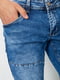 Прямые синие джинсы с потертостями | 6888246 | фото 5