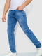 Прямі сині джинси з потертостями | 6888247 | фото 3