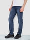Прямі темно-сині джинси з потертостями | 6888248 | фото 3