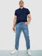 Прямые голубые джинсы с потертостями | 6888254 | фото 2