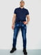 Прямые синие джинсы с потертостями | 6888256 | фото 2