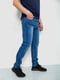 Прямые синие джинсы с потертостями | 6888257 | фото 3