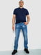 Прямые синие джинсы с потертостями | 6888259 | фото 2