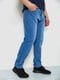Прямые синие джинсы с потертостями | 6888260 | фото 3
