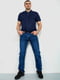 Прямые синие джинсы с потертостями | 6888264 | фото 2