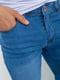 Прямые голубые джинсы с потертостями | 6888277 | фото 5