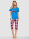 Сине-красная пижама с бриджами | 6888661 | фото 2